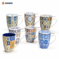 Tasse à thé marocaine de style bohème rétro personnalisée, tasse en céramique vintage avec infuseur, filtre à thé en céramique, fabriquée sur mesure