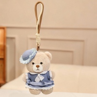 Porte-clés en peluche ours mignon avec 9 tenues élégantes, doux et moelleux pour la décoration de sacs et les cadeaux