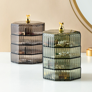 Jewelry Box Storage Organizer With <b>Mirror</b> And Compartments For Earrings Necklaces Hairpins And Accessories - Product Image 2