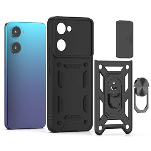 Protection d'objectif de caméra coulissante deux en un combo étui de téléphone portable résistant à l'usure avec béquille pour <span class=keywords><strong>vivo</strong></span> Y03 4g couverture arrière rigide - Product Image 2