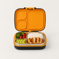 Boîte à bento rectangulaire classique en acier inoxydable de style nordique pour enfants et adultes, chauffable, avec boucle carrée colorée, à emporter