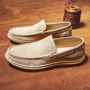 Korean Version Men's Trendy Genuine Leather Suede Bean Shoes Top Layer Breathable Casual Driving Walking Style Slip-On - Product Image 5