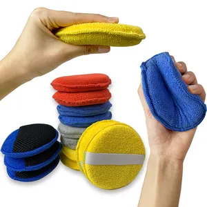 Detalles de la almohadilla de espuma, paño redondo de microfibra con esponja en el interior, almohadillas aplicadoras de espuma de cera de 5 pulgadas sin bolsillo