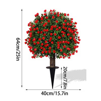 Plante artificielle en pot résistante aux UV, roses et lavande en PE, topiaire sphérique en gros, fausse plante ronde