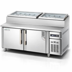 Mostrador refrigerado para preparación de pizzas y ensaladas, <span class=keywords><strong>mesa</strong></span> de preparación comercial para pizzas - Product Image 4