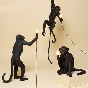 Moderne Noir Lampe Singe Résine Chanvre Corde Singe Lampe de Salon Blanc Singe Lumières Pendentif Lumières Lampe Suspendue E27 - Product Image 1