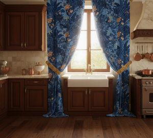 Decorative Cantonese Garden Blossom <b>Window</b> <b>Curtains</b> Dense Floral Panel 70% Light Blocking Elegant Fabric Drapes for Living Room - Product Image 3