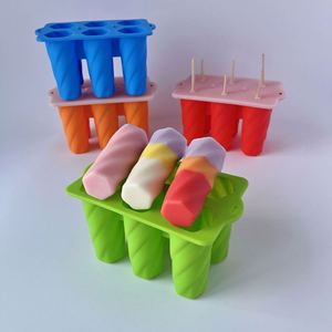 Food Grade 6-Spiral Ice Cream Molds with Lids and Wooden Sticks Homemade Popsicle <b>Silicone</b> Molds Spot Sale - Product Image 5