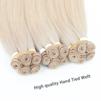 Extensions de cheveux Remy naturels à double trame épaisse, tissées à la main, en gros, cheveux russes bruts