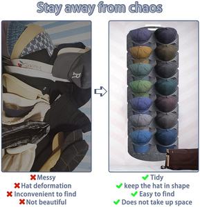 Espositore per cappelli da Baseball in feltro grigio per appendere l'armadio a parete della porta - Product Image 3