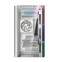 Boîtier PC Tower avec ventilateurs ARGB, éclairage LED sous le châssis, triple panneau en verre incurvé sans soudure, double compartiment, boîtier de jeu ATX, LED supérieure en option