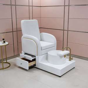 Factory New Style Custom Salon Shop Luxury White pink <b>Gold</b> Led Electrical Massage Foot Spa Bath Beauty Pedicure Chairs - Product Image 3