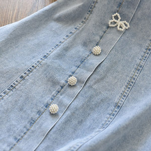 Nouvelle conception, meilleur prix direct usine 2022, ODM, vêtements en denim d'été solides, manches régulières, robe à usage quotidien pour filles - Product Image 3
