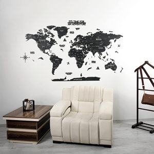 Multistrato 3D in legno mappa <span class=keywords><strong>del</strong></span> <span class=keywords><strong>mondo</strong></span> Art Deco Design decorazione per ufficio regalo di compleanno con capitale degli stati per salotto arte della parete - Product Image 2