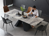 Table à manger multi-personnes rétractable, en ardoise de marbre, style moderne, rétractable