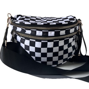 2025 New Chic Shell Crossbody Túi Công Suất Lớn Oxford Nylon Giản Dị Đa Năng Womens Sọc Da Báo Vai Túi - Product Image 4