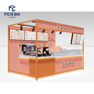 Penbo Custom Coffee Kiosk Design Modern Shopping Mall MDF Contrachapado Cafe Bubble Tea Counter - Product Image 6