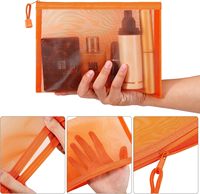 Pochette réutilisable en nylon avec fermeture éclair Conception visible pour un accès facile Dossiers à fermeture éclair en plastique Rangement de voyage Sac de rangement pour maquillage
