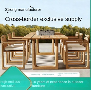 Tables et chaises d'extérieur en bois massif pour villa, cour, terrasse, hôtel, jardin, maison d'hôtes, salle à manger extérieure en teck - Product Image 1