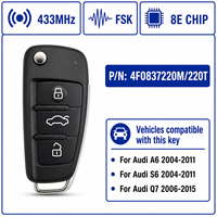 Clé de voiture à distance FSK 868 MHz, 3 boutons, puce 8E, 4F0837220R 4F0837220D pour Audi A6 S6 Q7, remplacement de clé sans clé