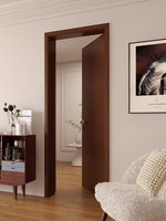 Porte en bois à charnières en placage de bois, style minimaliste, porte plate en bois moderne