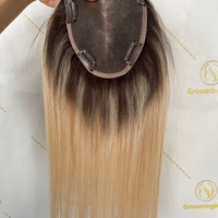 Topper de cheveux chinois Remy pour femmes, cuticules alignées, couleur droite n°3, toupet avec base en filet et clips, prix de gros