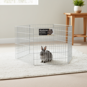 Clôture et enclos pour animaux de compagnie en fer galvanisé argenté, 6 panneaux, style rectangulaire moderne pour intérieur - Product Image 2