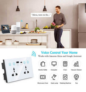 Tuya Smart WiFi ZigBee Power Statistical wall <b>Socket</b> 20A With USB Type c Glass Panel <b>Multi</b> Functional Double <b>Socket</b> 110V-240V - Product Image 5