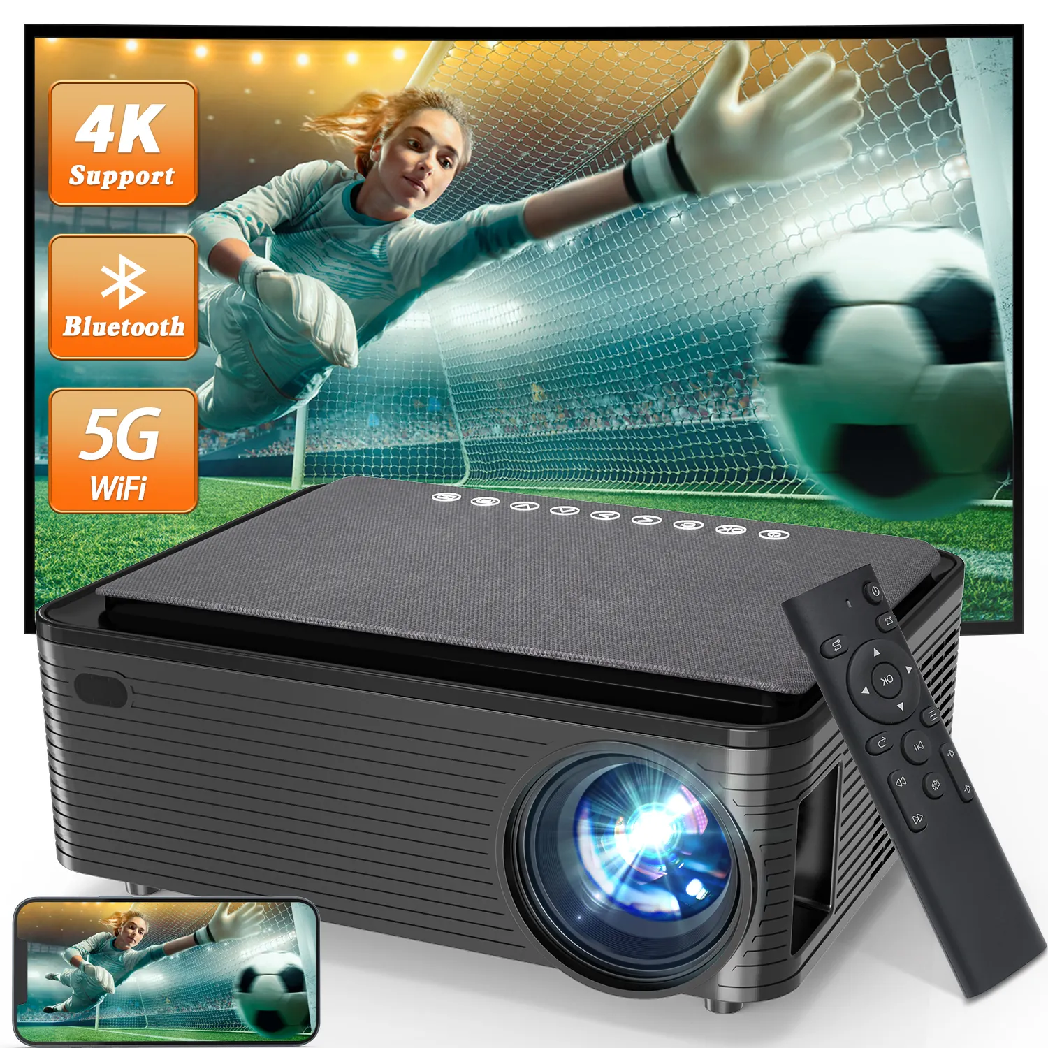Topfoison X5 홈 시네마 게임 비디오 영화 극장 9500 루멘 전체 HD 비머 와이파이 안드로이드 스마트 1080p 네이티브 4k 프로젝터