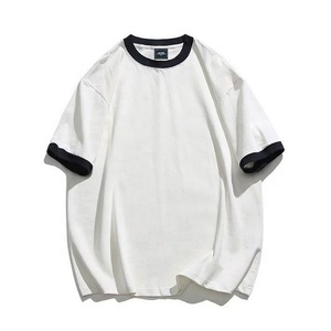 Venta al por mayor camiseta unisex de algodón camiseta de gran tamaño colorido cuello puño camiseta en blanco - Product Image 2