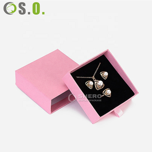 Factory Wholesale Premium Recyclable Cardboard Pull Out Drawer <b>Jewelry</b> Storage Custom Printed Logo Pink Paper - Product Image 2