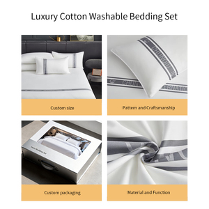 Bán buôn đơn giản sang trọng bông bộ đồ giường không gây dị ứng co giãn đàn hồi mềm được trang bị tấm đặt có thể giặt để sử dụng nhà - Product Image 4