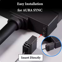 Kabel Ekstensi Motherboard Upsiren 24PIN, Kabel PC ARGB dengan 5V 3Pin, Desain Sudut Kanan 90 Derajat Konektor Jantan-ke-Perempuan