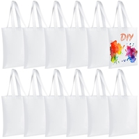 Lot de 12 sacs de rangement en toile personnalisables par sublimation 31*37CM, sacs de courses vierges pour sublimation