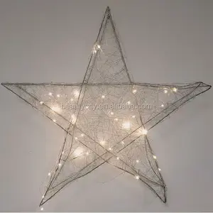 50cm batterie betriebene Metall 3D Star Eisen rahmen Kupferdraht LED-Leuchten für Zimmer Hochzeit Urlaub Dekoration