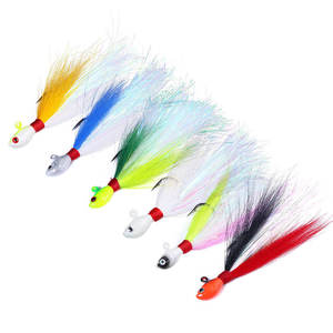 Sensoar Tête de jig en poils de cerf style barbu, jig pour achigan, leurre de lancer anti-herbe pour la pêche en <span class=keywords><strong>eau</strong></span> douce et en <span class=keywords><strong>eau</strong></span> <span class=keywords><strong>salée</strong></span> - Product Image 1