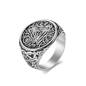Retro Viking Odin Triangle Knot <b>Titanium</b> Steel <b>Ring</b> For <b>Men</b> Geometric Design Everyday Wear Large Size - Product Image 1