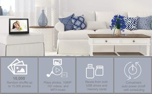 8-inch Khung ảnh kỹ thuật số HD IPS hiển thị cảm biến chuyển động video nền âm nhạc lịch cho quà tặng bộ nhớ giữ - Product Image 5