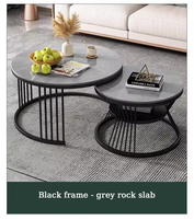 Ensemble de table basse ronde en marbre moderne extensible et durable pour le salon, meubles de maison avec matériau métallique