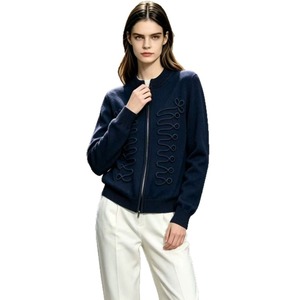 Nuovo <span class=keywords><strong>Cardigan</strong></span> in Maglia Crema con Zip per Donna Autunno 2026, Collo Tondo, Polsini a Costine, Bottoni Decorativi in Corda, Elegante e Chic - Product Image 5