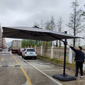 Sombrilla de Jardín Grande, Económica, Resistente al Viento, con Doble Toldo, Luces LED, Moderna, de Aluminio, Color Gris Oscuro, para Patio, Parque, Jardín, Estilo Éden - Product Image 3