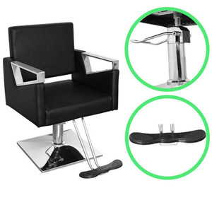 Chaise de coiffure noire HZ8848B réglable en hauteur avec accoudoirs en acier inoxydable pour usage en salon de coiffure - Product Image 3