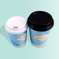 Gobelets en papier écologiques pour boissons chaudes Tasse à café jetable haut de gamme avec couvercle noir pour les petites entreprises