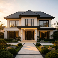 Grande Villa Modulaire Préfabriquée Moderne et Minimaliste, Construction en Acier Léger, Chambre et Salle de Bain, Marque KT, Garantie 5 Ans