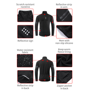 WOSAWE – veste de cyclisme thermique pour <span class=keywords><strong>homme</strong></span>, doublure polaire à manches longues, maillot coupe-vent, vêtements de cyclisme - Product Image 6