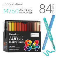 LANGUO 84 Couleurs Marqueurs Acryliques Liquides à Pigments Intenses, Mini Boîte de Couleurs, Kit de Croquis Acuarela Aquarell Tons Complets