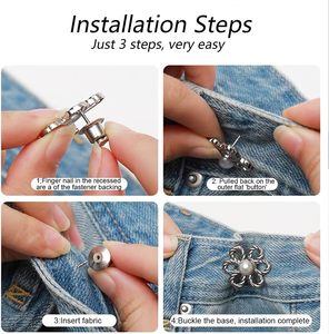 <b>Sets</b> Flower Jeans Button Pant Waist Tightener Adjustable Waist Buckle <b>Sets</b> No <b>Sew</b> And No Tools Detachable Decorative Waist Buckl - Product Image 5