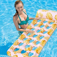 Matelas flottant gonflable imprimé avec appui-tête pour adultes, pour piscine et plage