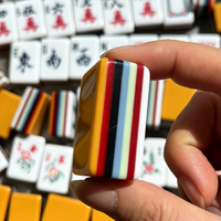 Jeu de Mahjong Américain en Acrylique Rayé Multi-couches, Pliable et Portable, Tuiles de Mahjong Robustes, Jeu de Table Classique pour Joueurs de Mahjong