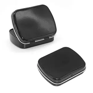 علبة معدنية صغيرة مخصصة مربعة الشكل سوداء مزودة بغطاء مفصل لتعبئة السجائر/الهدايا/الحلوى/التهى صندوق معدني